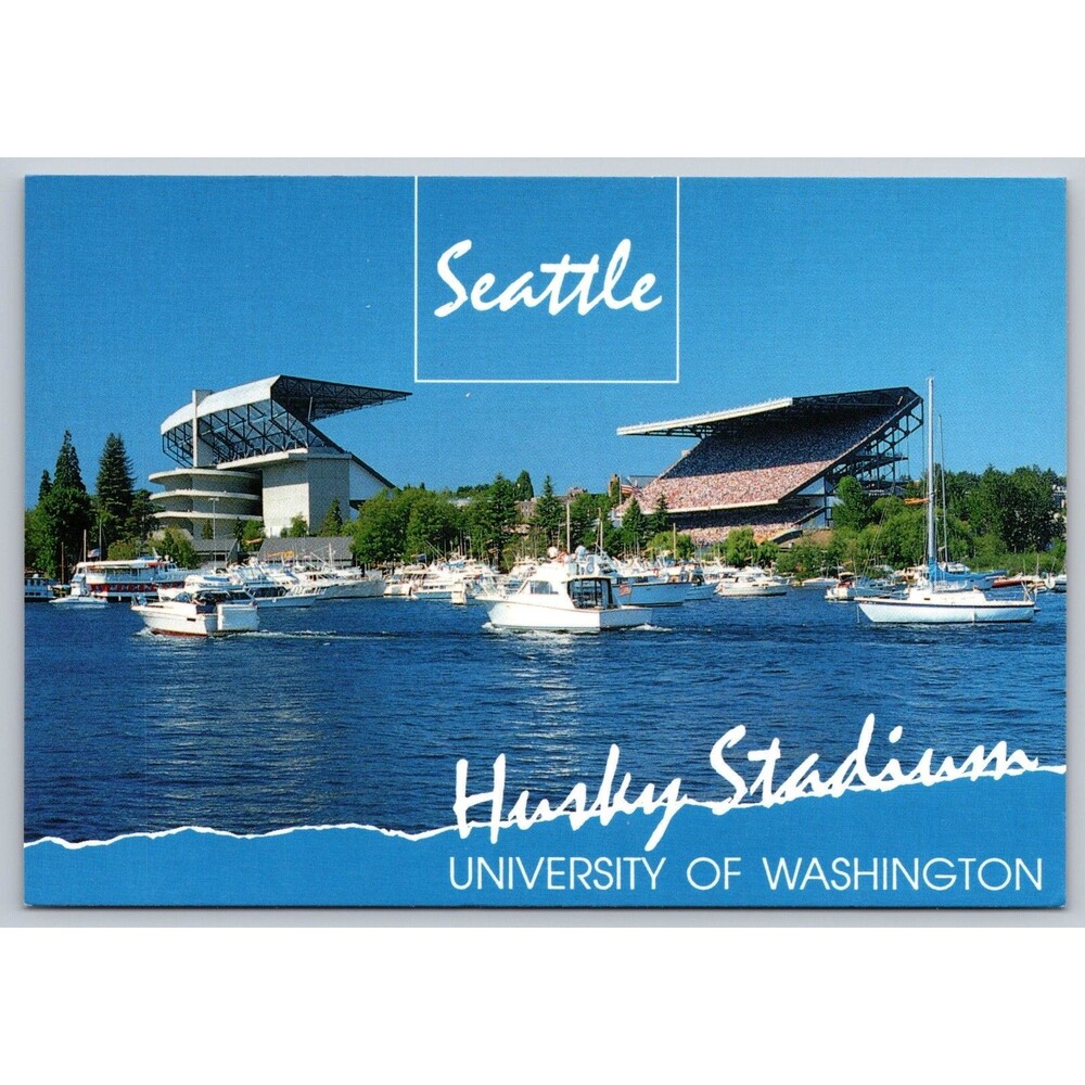 Vintage Postcard Seattle Husky Stadium University of Washington Water View 4x6